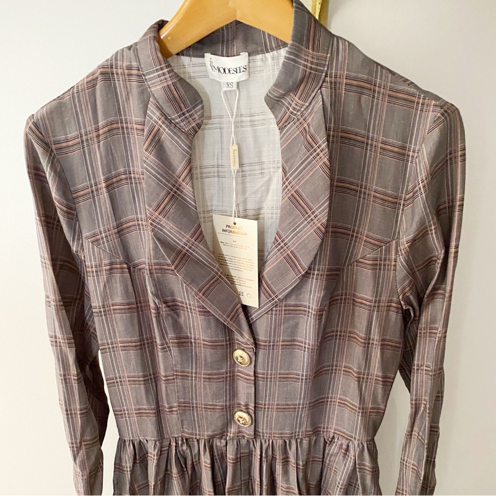 Plaid Long Sleeve Maxi Dress - Picture 2 of 6